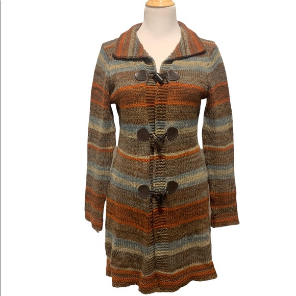 Gina Benotti | Orange, Brown, & Blue Knit Button Up Cardigan - Picture 1 of 5
